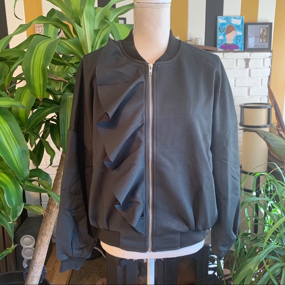 NWT Few Moda x Revolve Ruffle Bomber Jacket - Picture 3 of 6
